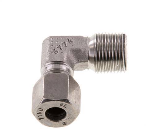R 3/8'' Male x 8L Stainless steel 90 deg Elbow Fitting 315 Bar DIN 2353