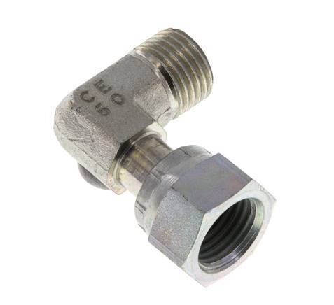 UNF 9/16''-18 x UNF 9/16''-18 M/F Zinc plated Steel 90 deg Elbow Fitting ORFS 630 Bar - Hydraulic