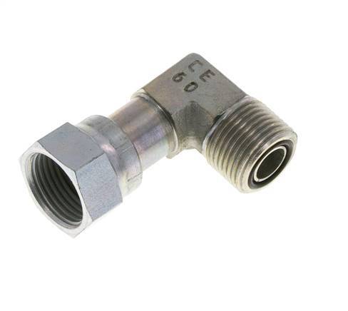 UN 13/16''-16 x UN 13/16''-16 M/F Zinc plated Steel 90 deg Elbow Fitting ORFS 630 Bar - Hydraulic