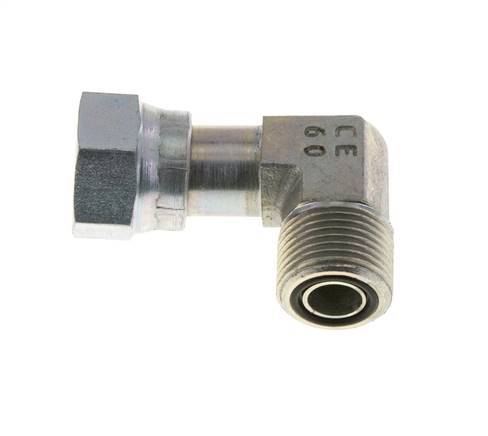 UN 13/16''-16 x UN 13/16''-16 M/F Zinc plated Steel 90 deg Elbow Fitting ORFS 630 Bar - Hydraulic
