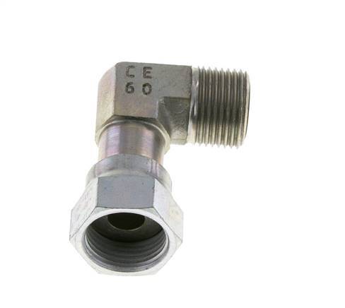 UN 13/16''-16 x UN 13/16''-16 M/F Zinc plated Steel 90 deg Elbow Fitting ORFS 630 Bar - Hydraulic
