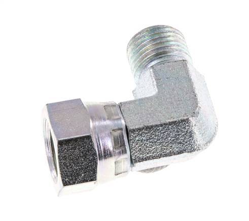G 1/4'' M/F Zinc plated Steel 90 deg Elbow Fitting 350 Bar - Hydraulic