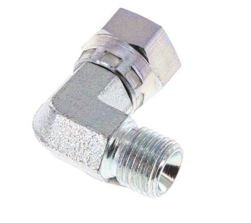 G 1/4'' M/F Zinc plated Steel 90 deg Elbow Fitting 350 Bar - Hydraulic