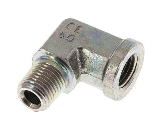 1/4'' NPT x 1/4'' NPT M/F Zinc plated Steel 90 deg Elbow Fitting 275 Bar - Hydraulic