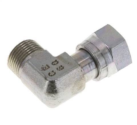 UNS 1''-14 x UNS 1''-14 M/F Zinc plated Steel 90 deg Elbow Fitting ORFS 400 Bar - Hydraulic