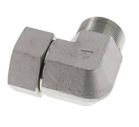 G 2'' M/F Zinc plated Steel 90 deg Elbow Fitting 75 Bar - Hydraulic