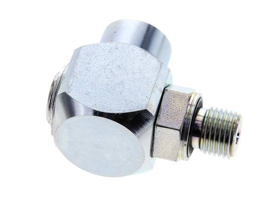G 1/4'' M/F Zinc plated Steel 90 deg Elbow Swivel Joint High-pressure 400 Bar - Hydraulic