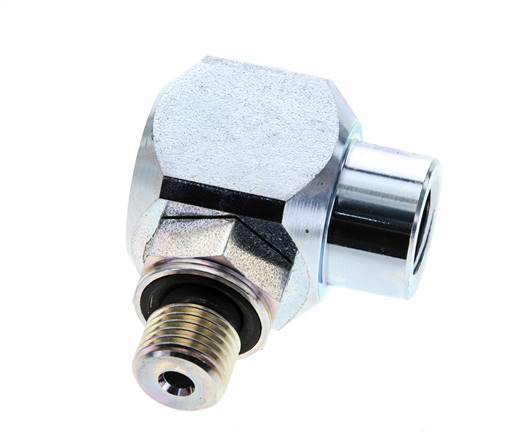 G 1/4'' M/F Zinc plated Steel 90 deg Elbow Swivel Joint High-pressure 400 Bar - Hydraulic