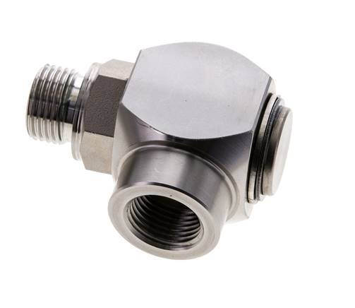 G 1/2'' M/F Stainless steel 90 deg Elbow Swivel Joint High-pressure 400 Bar - Hydraulic