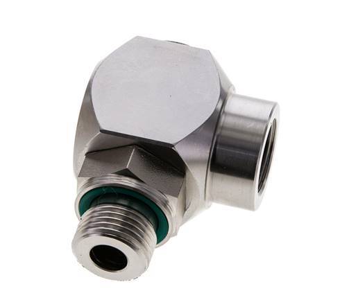 G 1/2'' M/F Stainless steel 90 deg Elbow Swivel Joint High-pressure 400 Bar - Hydraulic