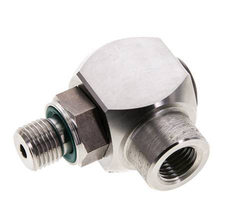 G 1/4'' M/F Stainless steel 90 deg Elbow Swivel Joint High-pressure 400 Bar - Hydraulic