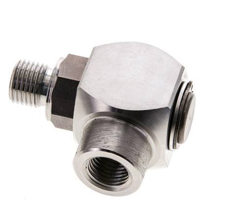 G 1/4'' M/F Stainless steel 90 deg Elbow Swivel Joint High-pressure 400 Bar - Hydraulic