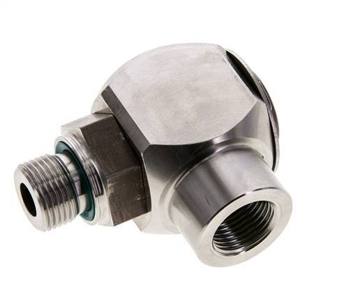 G 3/8'' M/F Stainless steel 90 deg Elbow Swivel Joint High-pressure 400 Bar - Hydraulic