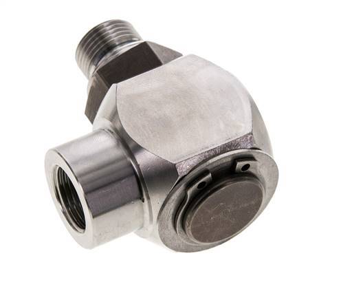 G 3/8'' M/F Stainless steel 90 deg Elbow Swivel Joint High-pressure 400 Bar - Hydraulic