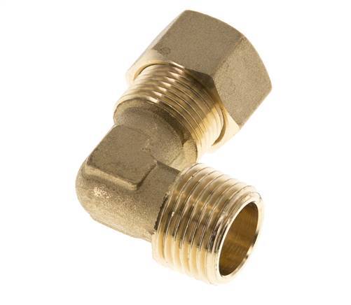 R 1/2'' Male x 15mm Brass 90 deg Elbow Compression Fitting 82 Bar DIN EN 1254-2