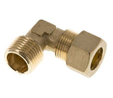 R 1/2'' Male x 15mm Brass 90 deg Elbow Compression Fitting 82 Bar DIN EN 1254-2