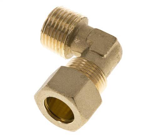R 1/2'' Male x 15mm Brass 90 deg Elbow Compression Fitting 82 Bar DIN EN 1254-2