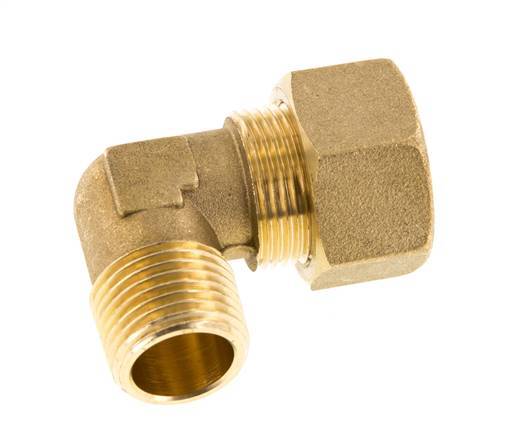 R 1/2'' Male x 18mm Brass 90 deg Elbow Compression Fitting 67 Bar DIN EN 1254-2