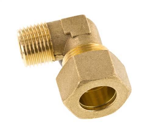 R 1/2'' Male x 18mm Brass 90 deg Elbow Compression Fitting 67 Bar DIN EN 1254-2