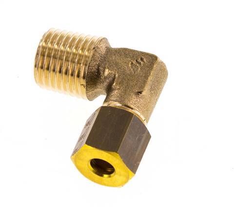R 1/4'' Male x 5mm Brass 90 deg Elbow Compression Fitting 150 Bar DIN EN 1254-2