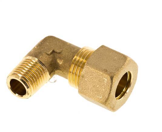 R 1/4'' Male x 12mm Brass 90 deg Elbow Compression Fitting 75 Bar DIN EN 1254-2