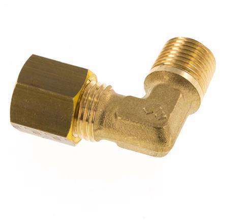 R 1/8'' Male x 5mm Brass 90 deg Elbow Compression Fitting 150 Bar DIN EN 1254-2