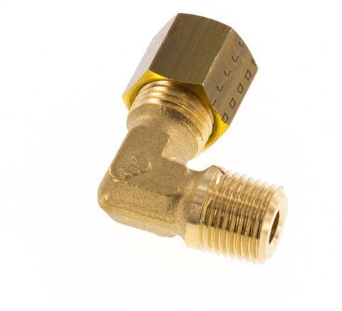 R 1/8'' Male x 5mm Brass 90 deg Elbow Compression Fitting 150 Bar DIN EN 1254-2