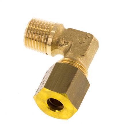 R 1/8'' Male x 5mm Brass 90 deg Elbow Compression Fitting 150 Bar DIN EN 1254-2