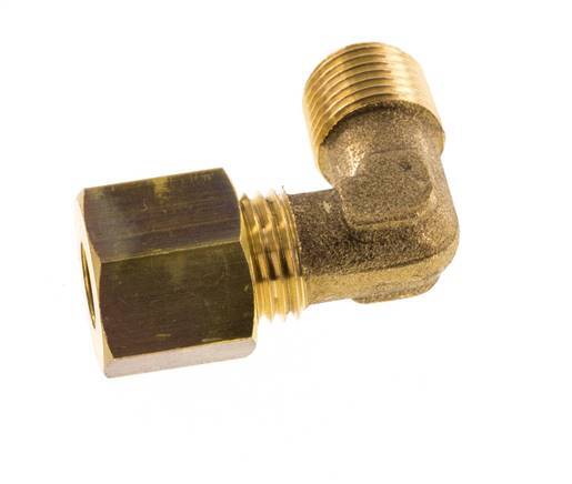 R 1/8'' Male x 6mm Brass 90 deg Elbow Compression Fitting 150 Bar DIN EN 1254-2 [2 Pieces]