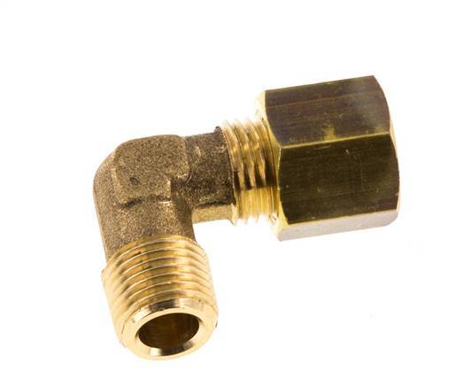 R 1/8'' Male x 6mm Brass 90 deg Elbow Compression Fitting 150 Bar DIN EN 1254-2 [2 Pieces]