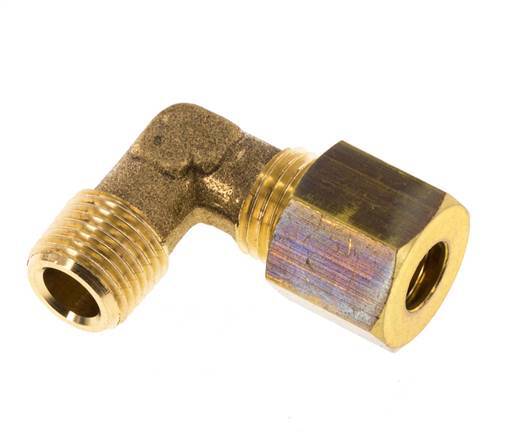 R 1/8'' Male x 6mm Brass 90 deg Elbow Compression Fitting 150 Bar DIN EN 1254-2 [2 Pieces]