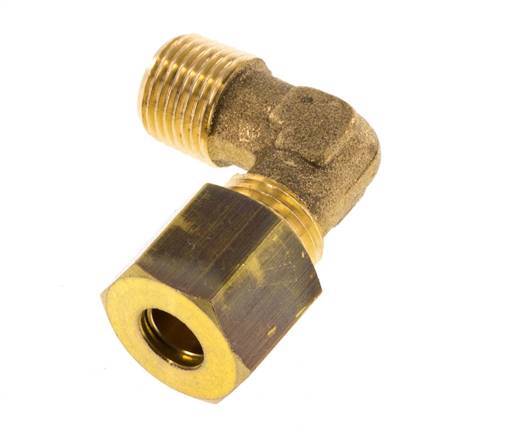 R 1/8'' Male x 6mm Brass 90 deg Elbow Compression Fitting 150 Bar DIN EN 1254-2 [2 Pieces]