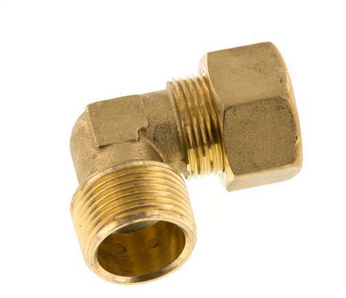 R 3/4'' Male x 18mm Brass 90 deg Elbow Compression Fitting 67 Bar DIN EN 1254-2