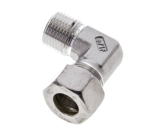 1/2'' NPT Male x 15L Stainless steel 90 deg Elbow Compression Fitting 315 Bar DIN 2353