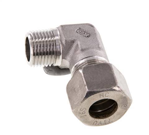 R 1/2'' Male x 16S Stainless steel 90 deg Elbow Compression Fitting 400 Bar DIN 2353