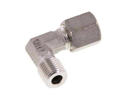 R 1/4'' Male x 6S Stainless steel 90 deg Elbow Compression Fitting 630 Bar DIN 2353