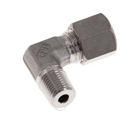 R 1/4'' Male x 8S Stainless steel 90 deg Elbow Compression Fitting 630 Bar DIN 2353