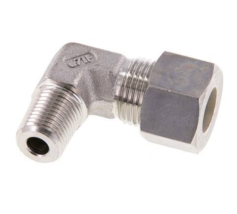 R 1/4'' Male x 12L Stainless steel 90 deg Elbow Compression Fitting 315 Bar DIN 2353