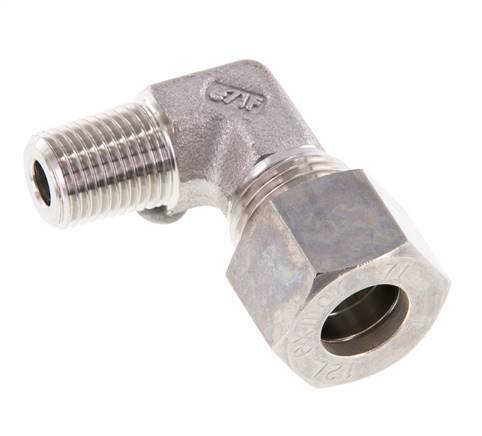 R 1/4'' Male x 12L Stainless steel 90 deg Elbow Compression Fitting 315 Bar DIN 2353