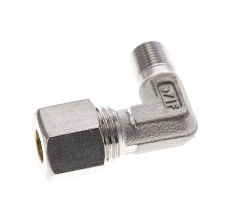 1/8'' NPT Male x 8L Stainless steel 90 deg Elbow Compression Fitting 315 Bar DIN 2353