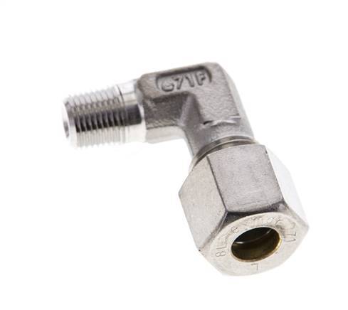 1/8'' NPT Male x 8L Stainless steel 90 deg Elbow Compression Fitting 315 Bar DIN 2353