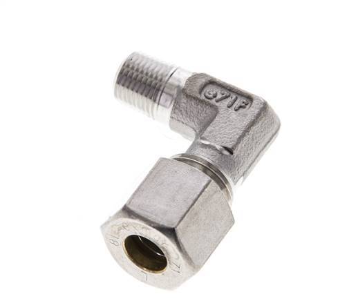 1/8'' NPT Male x 8L Stainless steel 90 deg Elbow Compression Fitting 315 Bar DIN 2353