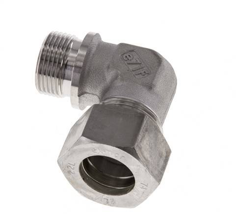 G 3/4'' Male x 22L Stainless steel 90 deg Elbow Compression Fitting 160 Bar DIN 2353