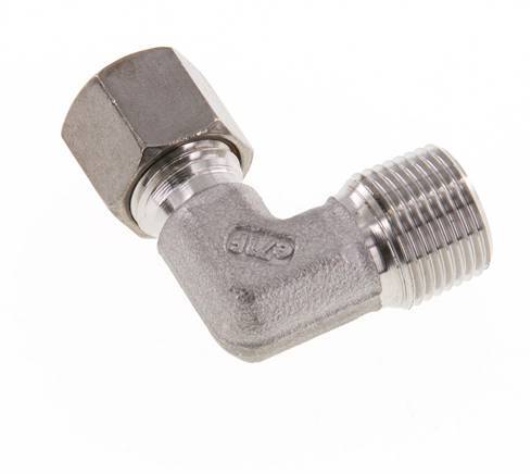 R 3/8'' Male x 8L Stainless steel 90 deg Elbow Compression Fitting 315 Bar DIN 2353