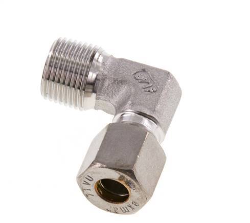 R 3/8'' Male x 8L Stainless steel 90 deg Elbow Compression Fitting 315 Bar DIN 2353