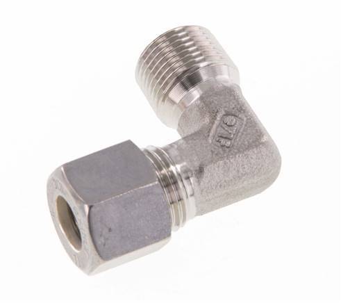 R 3/8'' Male x 10L Stainless steel 90 deg Elbow Compression Fitting 315 Bar DIN 2353