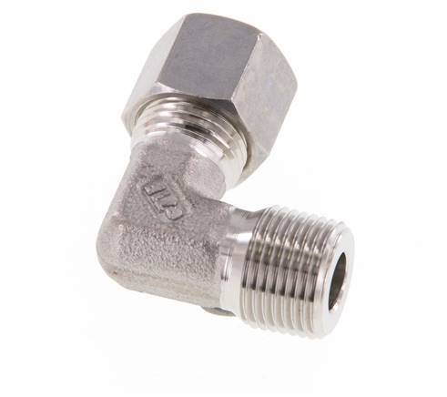 R 3/8'' Male x 10L Stainless steel 90 deg Elbow Compression Fitting 315 Bar DIN 2353