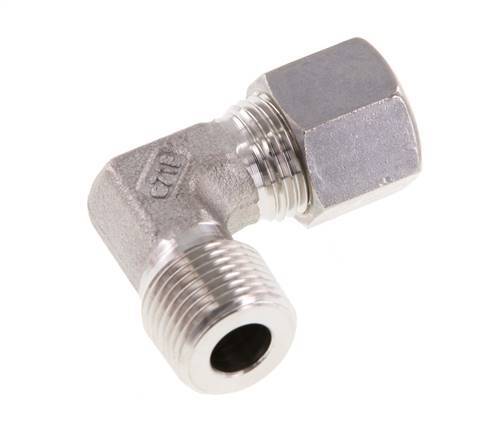R 3/8'' Male x 10L Stainless steel 90 deg Elbow Compression Fitting 315 Bar DIN 2353