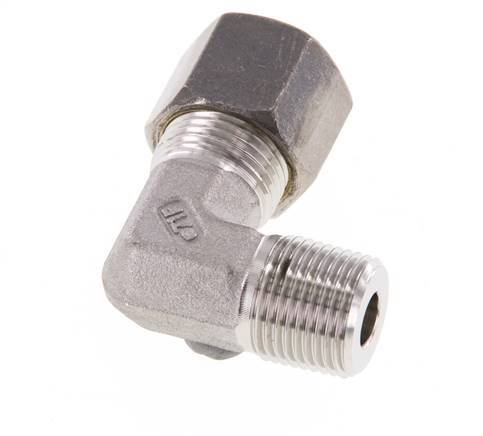 R 3/8'' Male x 10S Stainless steel 90 deg Elbow Compression Fitting 630 Bar DIN 2353