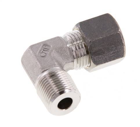 R 3/8'' Male x 10S Stainless steel 90 deg Elbow Compression Fitting 630 Bar DIN 2353